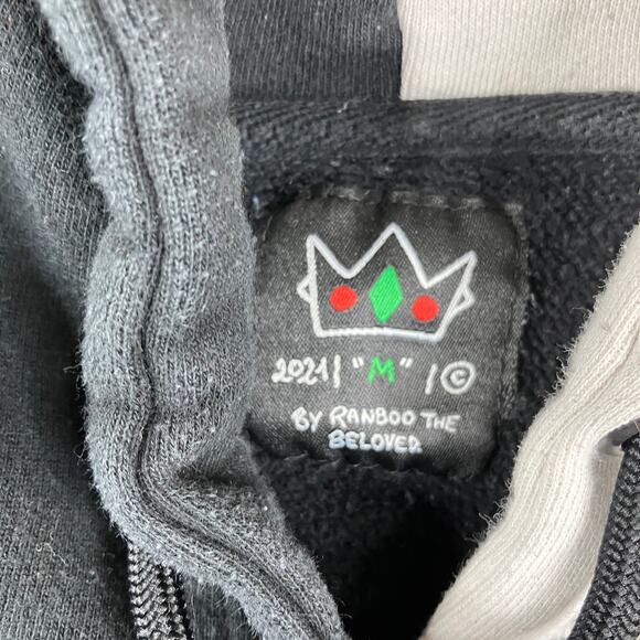 Ranboo Hoodie Mens M Black White Colorblock 2021 Crown Logo Pullover Gamer - Picture 5 of 11